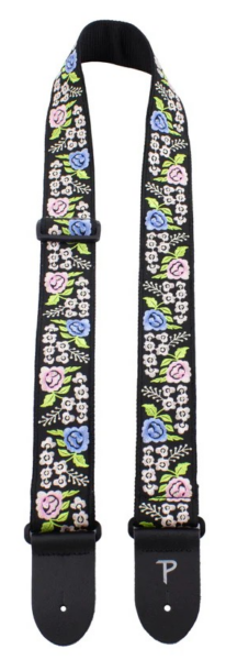 Stitched Vintage Floral Jacquard Guitar Strap