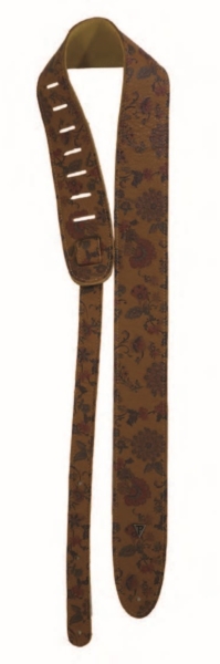 The Boho Series: Direct to Garment Leather Jacobean Print Guitar Strap