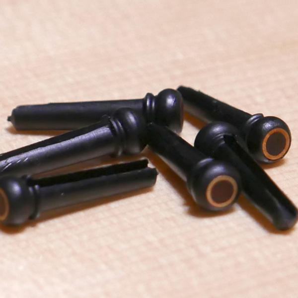 Bridge Pins Nature Ebony/Rose Dot w/Ring [BP-NA EB/RRD]