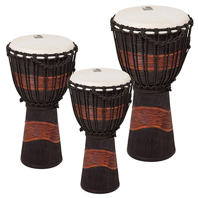 Street Series Carved Djembe-Brown/Black-Small (appx 12")