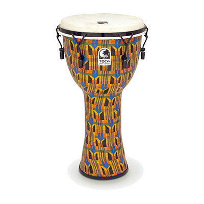 Freestyle Mechanically Tuned Djembe 12",Kente Cloth