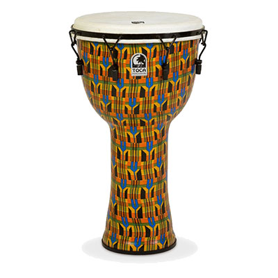 Freestyle Mechanically Tuned Djembe 14",w/Bag,Kente Cloth