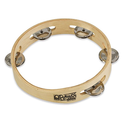 7-1/2" Single Jingle Row Wood Tambourine, No Head