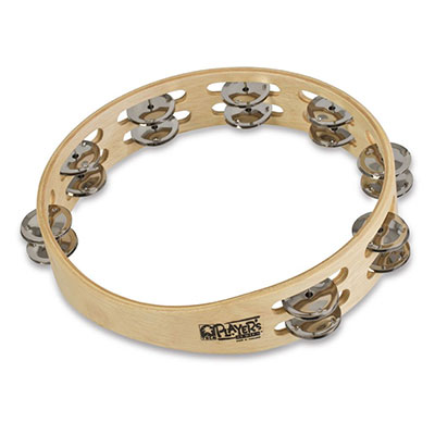 10" Double Jingle Row Wood Tambourine, No Head