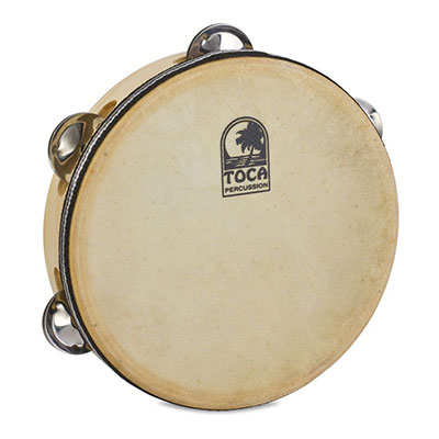 7-1/2" Single Jingle Row Wood Tambourine, With Head