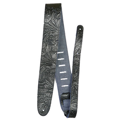 2.5" Embossed Western Flower Leather Black