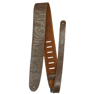 2.5" Embossed Western Flower Leather Brown