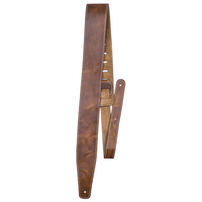 2.5" BASEBALL LEATHER GUITAR STRAP - TAN