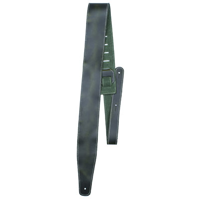2.5" BASEBALL LEATHER GUITAR STRAP - GREEN