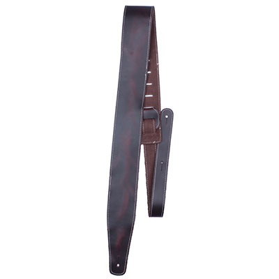 2.5" BASEBALL LEATHER GUITAR STRAP - WINE
