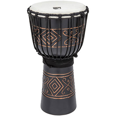 Street Series Carved Djembe-Black Onyx-Medium (appx 10")