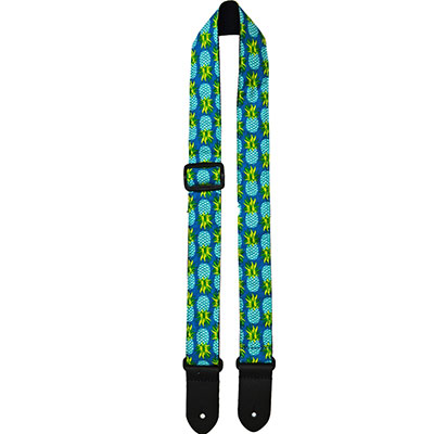 1.5" FABRIC UKULELE STRAP - TURQUOISE PINEAPPLES