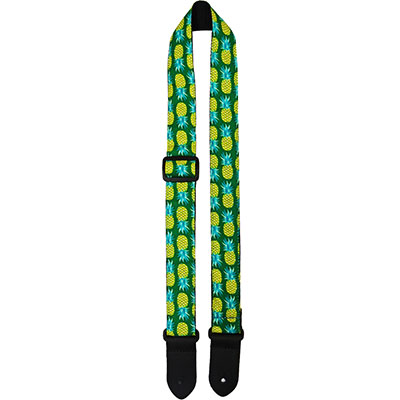 1.5" FABRIC UKULELE STRAP - GREEN PINEAPPLES