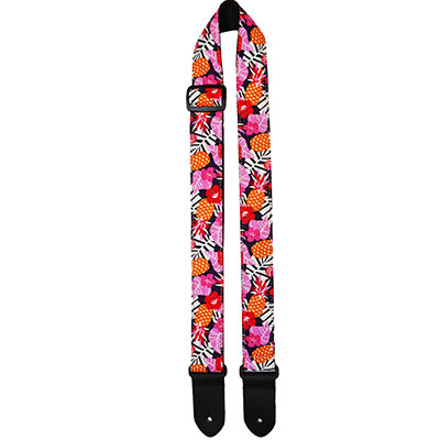 1.5" FABRIC UKULELE STRAP - PINK LEAVES