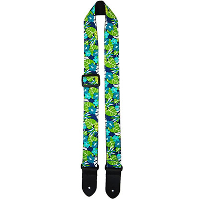 1.5" FABRIC UKULELE STRAP - BLUE LEAVES