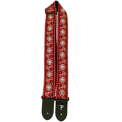 2" RED FLORAL JACQUARD GUITAR STRAP