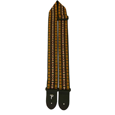 2" BRN/YEL HOOTENANNY JACQUARD GUITAR STRAP