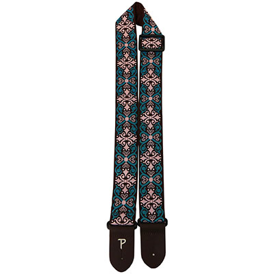 2" BRN/BLU CROSS JACQUARD GUITAR STRAP