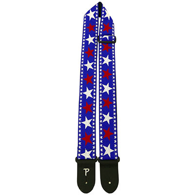 2" RED, WHITE & BLUE JACQUARD GUITAR STRAP