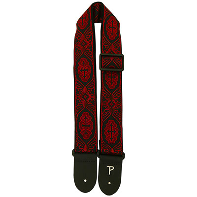 2" BLK/RED CROSS JACQUARD GUITAR STRAP