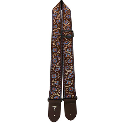 2" BRN/BLU FLORAL JACQUARD GUITAR STRAP