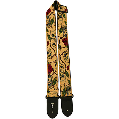 2" SKULL/ROSE JACQUARD GUITAR STRAP