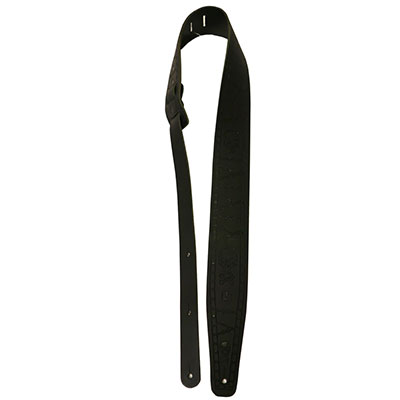 2.5" BLACK BELT LEATHER W/FULL STRAP EMBOSSING -SKULLS