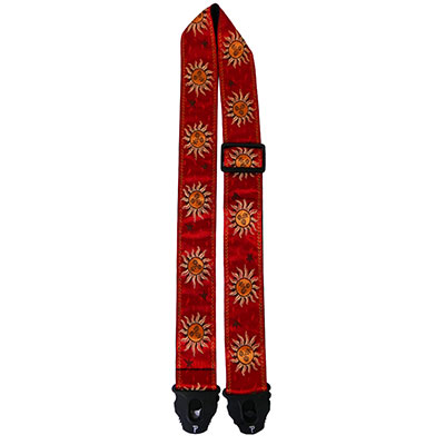 2" JACQUARD GUITAR STRAP WITH LOCK END -RED SUNS