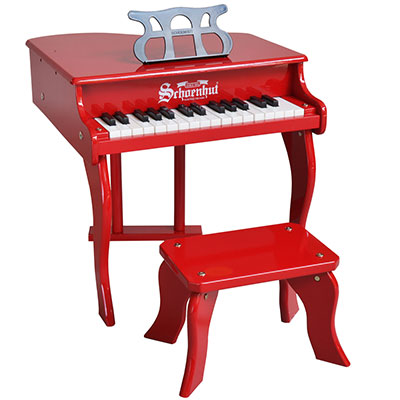 30-Key Red "Fancy Baby Grand" Piano and Bench