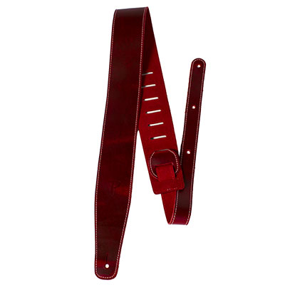 2.5" BASEBALL LEATHER GUITAR STRAP - RED