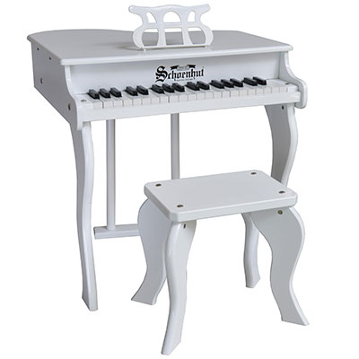 37-Key White "Elite Baby Grand" Piano and Bench
