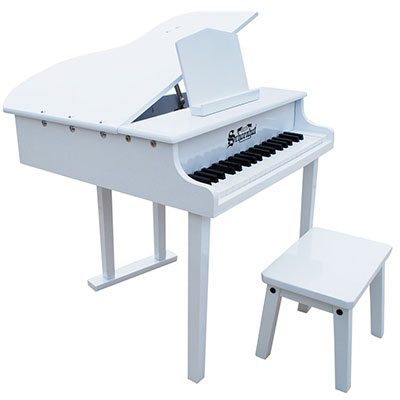 37-Key White "Concert Grand" Piano and Bench
