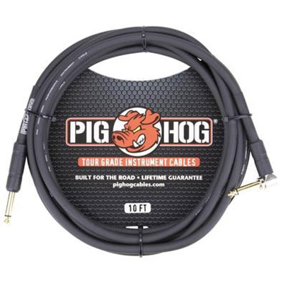 Pig Hog 10’- 8mm Inst. Cable1/4”-1/4” Rt Angle Conne