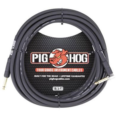 Pig Hog 18.5’- 8mm Inst. Cable1/4”-1/4” Right AngleCon