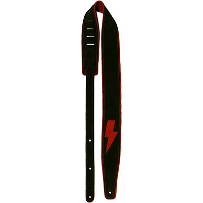 2.5” Black Suede w/ Red Bolt Inlay
