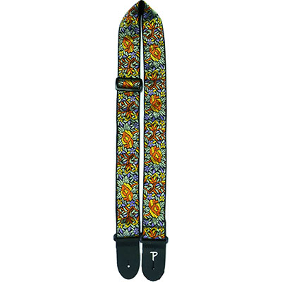 2”MULTICOLORED FLOWER PATTERN JACQUARD GUITAR STRAP