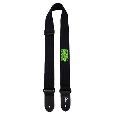 1.5” BLACK COTTON WITH GREEN TIKI EMBROIDERY DESIGN