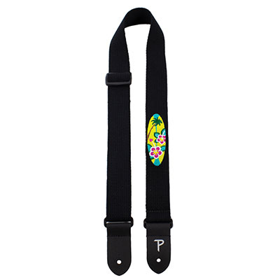 1.5” BLACK COTTON WITH HAWAIIAN THEME GRAPHIC EMBROIDERY DESIGN