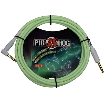 Pig Hog GLOW-in-the-DARK Inst Cable Right Angle 10ft