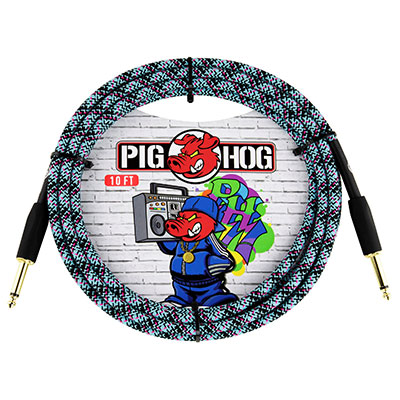 Pig Hog Graffiti Series inst Cable 10ft Straight "Blue Graffiti"