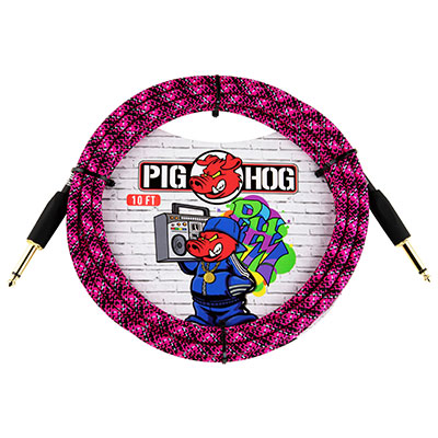 Pig Hog Graffiti Series inst Cable 10ft Straight "Pink Graffiti"