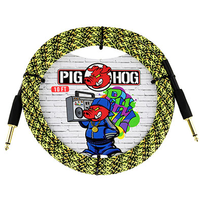 Pig Hog Graffiti Series inst Cable 10ft Straight "Yellow Graffiti"